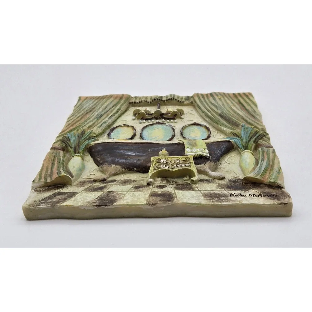 Kate McRostie Bathroom Wall Plaque Art Clawfoot Tub Resin‎ Shabby Chic Signed